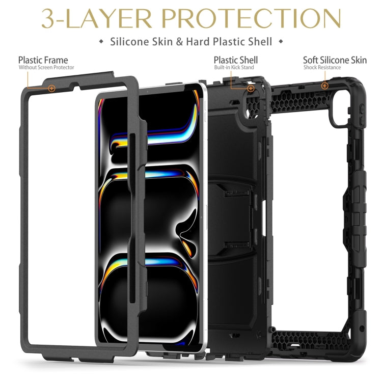For iPad Pro 13 2025 / 2024 Silicone Hydric PC Tablet Case with Shoulder Strap & Holder
