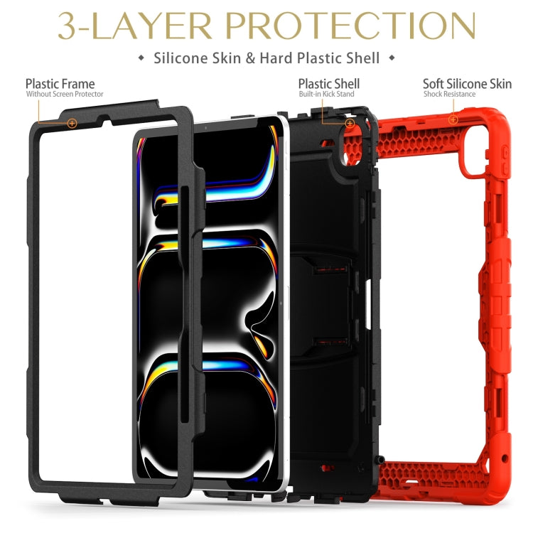 For iPad Pro 13 2025 / 2024 Silicone Hydric PC Tablet Case with Shoulder Strap & Holder