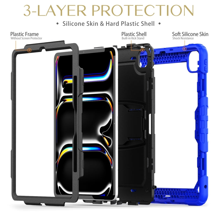 For iPad Pro 13 2025 / 2024 Silicone Hydric PC Tablet Case with Shoulder Strap & Holder