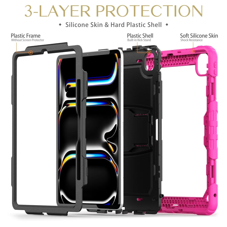For iPad Pro 13 2025 / 2024 Silicone Hydric PC Tablet Case with Shoulder Strap & Holder