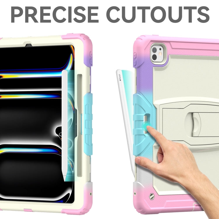 For iPad Pro 13 2025 / 2024 Silicone Hydric PC Tablet Case with Shoulder Strap & Holder