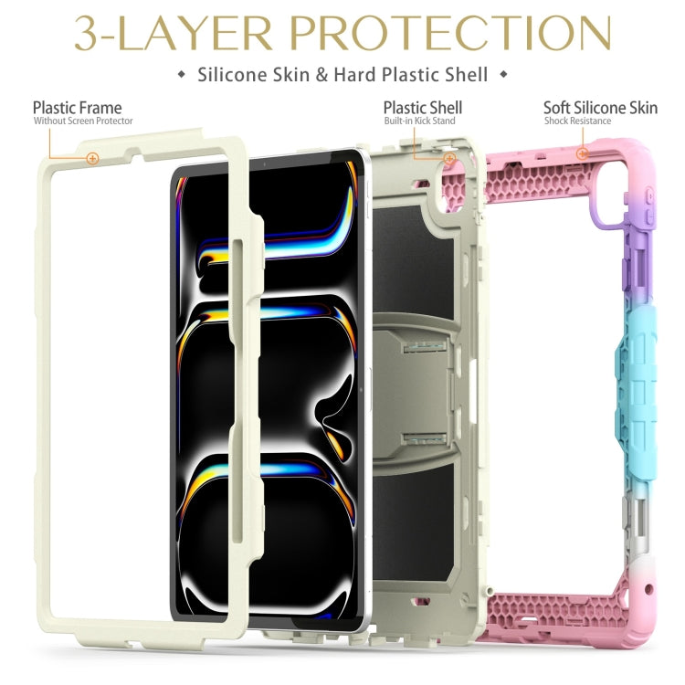 For iPad Pro 13 2025 / 2024 Silicone Hydric PC Tablet Case with Shoulder Strap & Holder