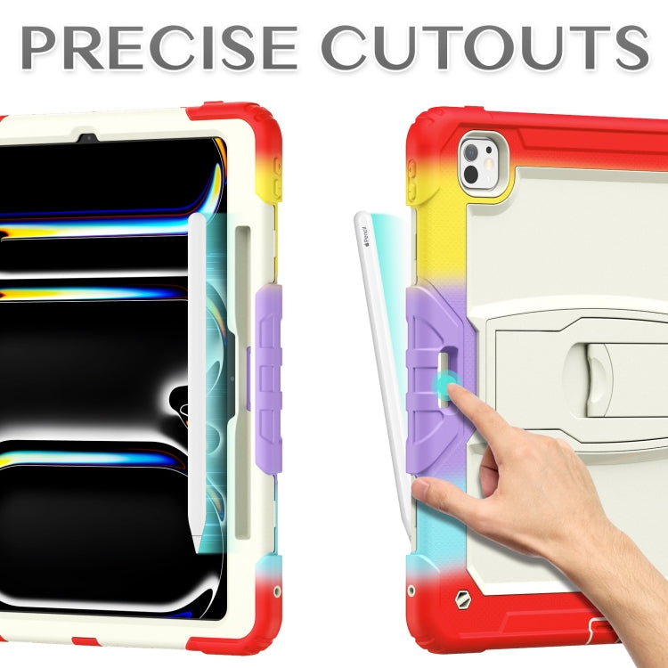 For iPad Pro 13 2025 / 2024 Silicone Hydric PC Tablet Case with Shoulder Strap & Holder