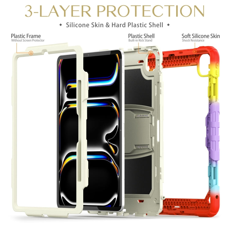 For iPad Pro 13 2025 / 2024 Silicone Hydric PC Tablet Case with Shoulder Strap & Holder
