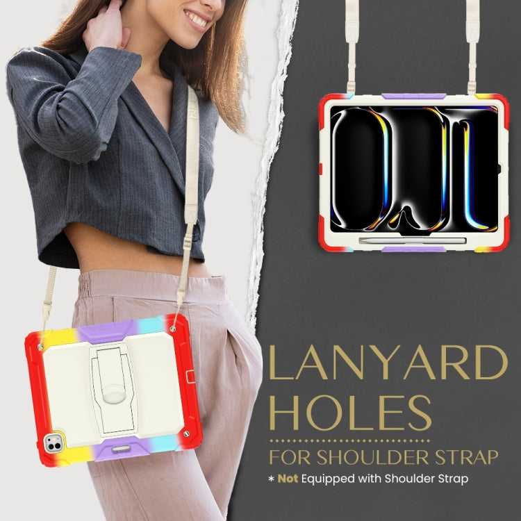 For iPad Pro 13 2025 / 2024 Silicone Hydric PC Tablet Case with Shoulder Strap & Holder