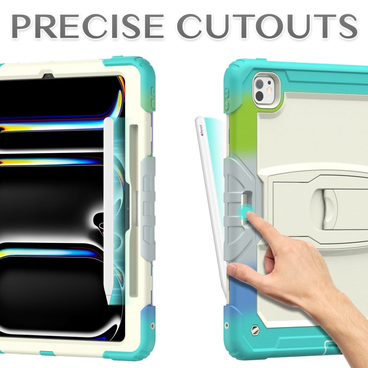 For iPad Pro 13 2025 / 2024 Silicone Hydric PC Tablet Case with Shoulder Strap & Holder