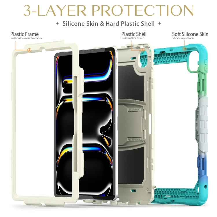 For iPad Pro 13 2025 / 2024 Silicone Hydric PC Tablet Case with Shoulder Strap & Holder