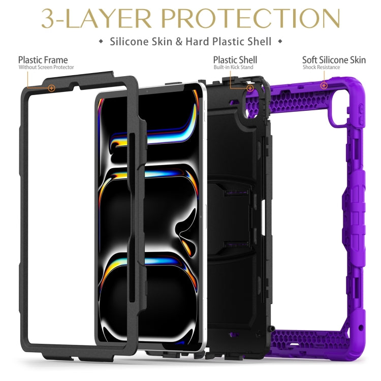 For iPad Pro 13 2025 / 2024 Silicone Hydric PC Tablet Case with Shoulder Strap & Holder