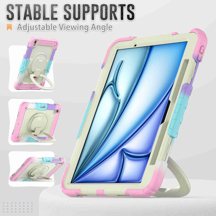For iPad Air 11 2026 / 2025 / 2024 Handle Silicone Hydric PC Tablet Case with Shoulder Strap
