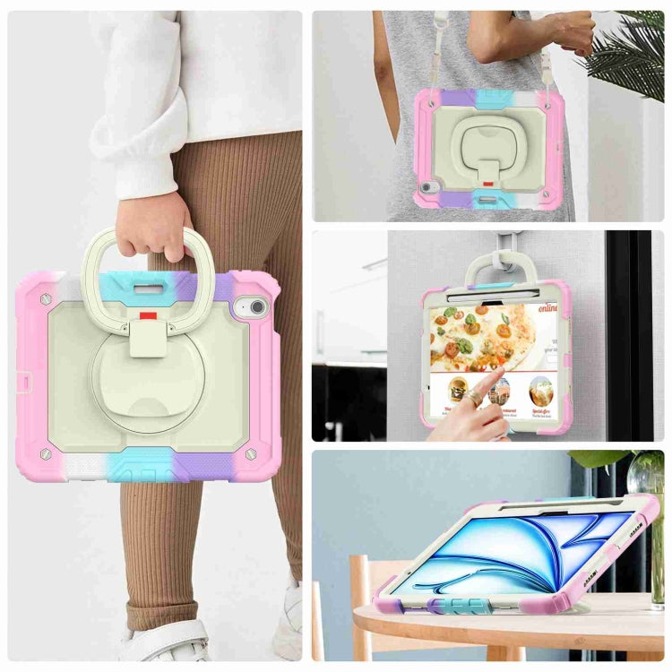 For iPad Air 11 2026 / 2025 / 2024 Handle Silicone Hydric PC Tablet Case with Shoulder Strap