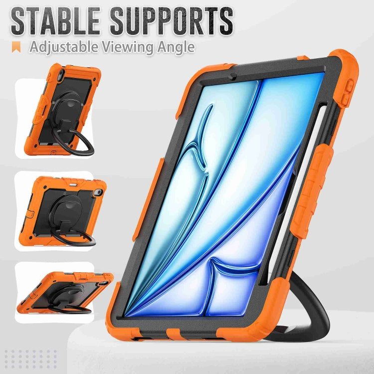 For iPad Air 11 2026 / 2025 / 2024 Handle Silicone Hydric PC Tablet Case with Shoulder Strap