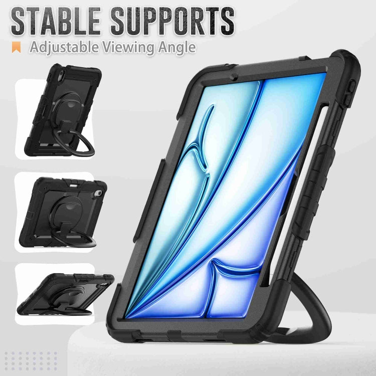 For iPad Air 11 2026 / 2025 / 2024 Handle Silicone Hydric PC Tablet Case with Shoulder Strap