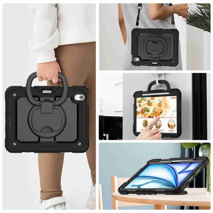 For iPad Air 11 2026 / 2025 / 2024 Handle Silicone Hydric PC Tablet Case with Shoulder Strap