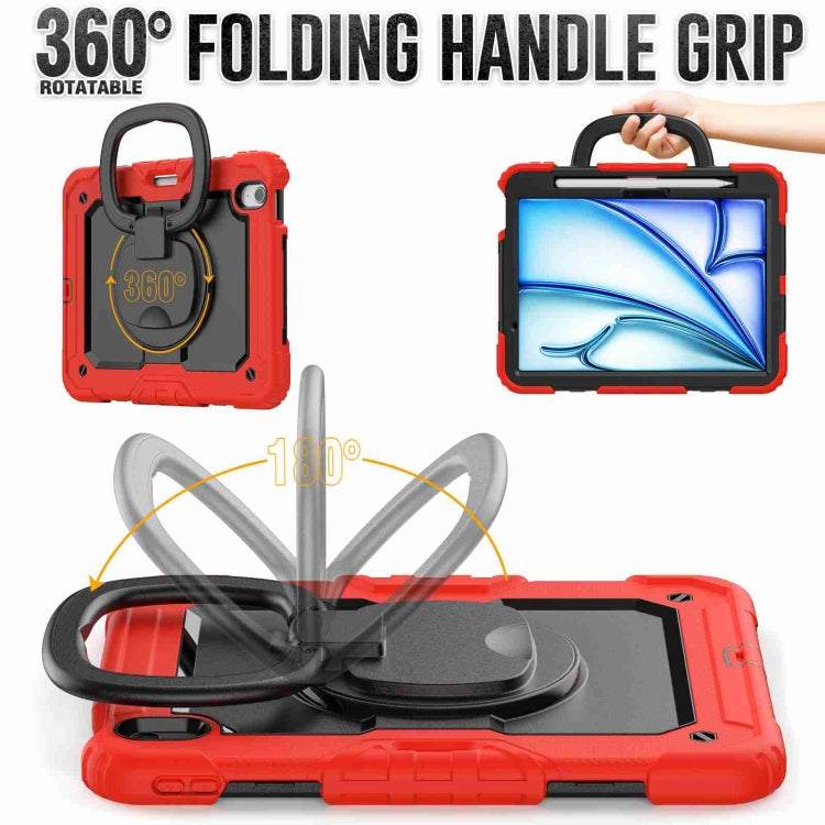 For iPad Air 11 2026 / 2025 / 2024 Handle Silicone Hydric PC Tablet Case with Shoulder Strap