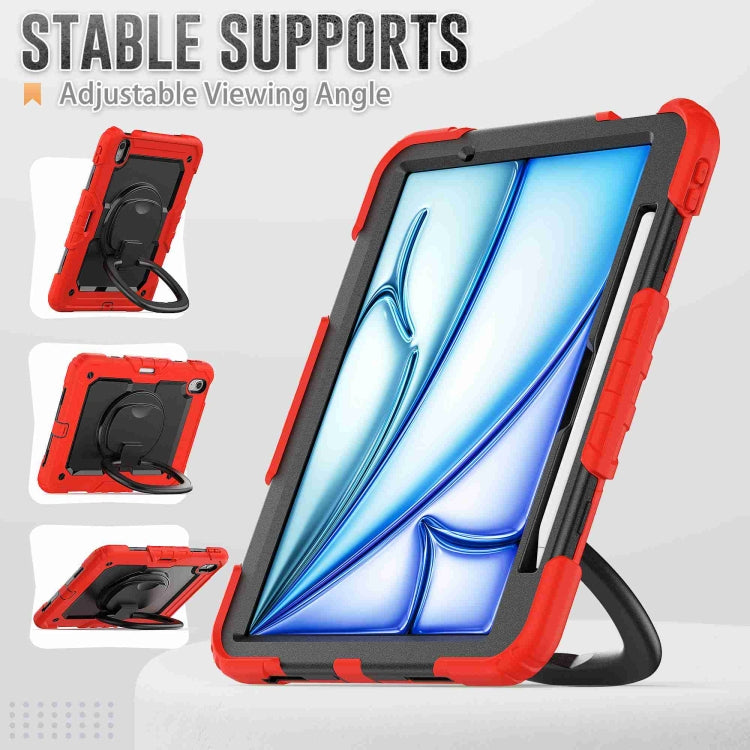 For iPad Air 11 2026 / 2025 / 2024 Handle Silicone Hydric PC Tablet Case with Shoulder Strap
