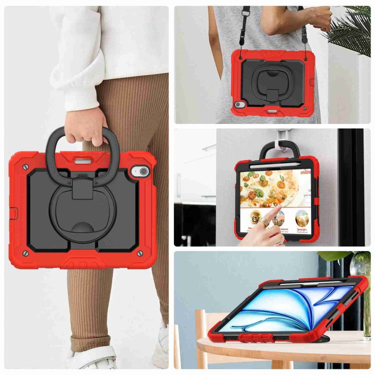 For iPad Air 11 2026 / 2025 / 2024 Handle Silicone Hydric PC Tablet Case with Shoulder Strap