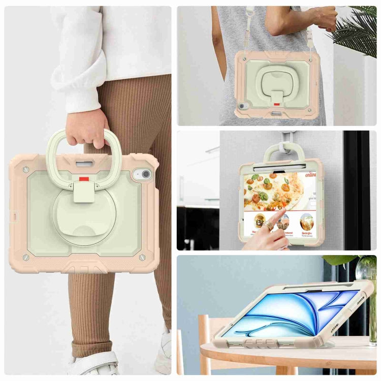 For iPad Air 11 2026 / 2025 / 2024 Handle Silicone Hydric PC Tablet Case with Shoulder Strap