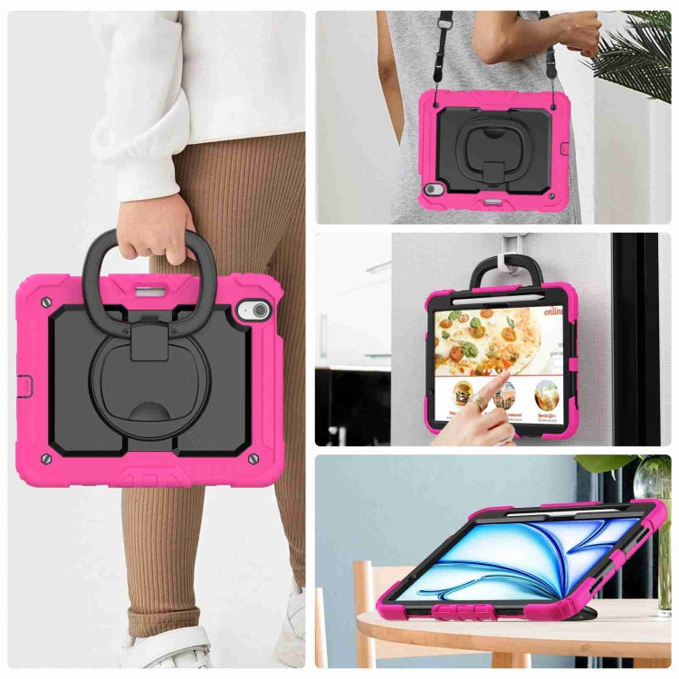 For iPad Air 11 2026 / 2025 / 2024 Handle Silicone Hydric PC Tablet Case with Shoulder Strap