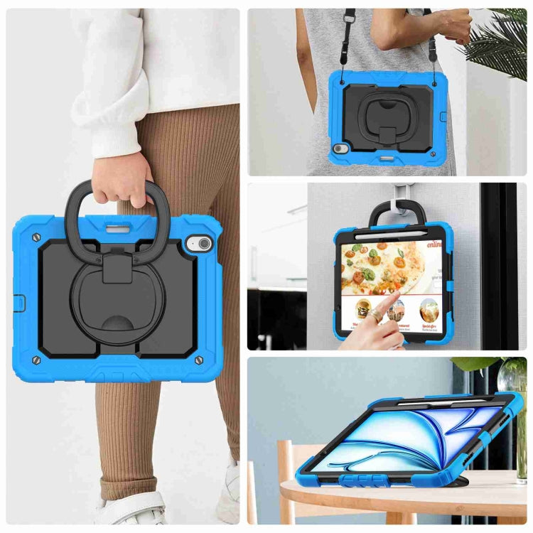 For iPad Air 11 2026 / 2025 / 2024 Handle Silicone Hydric PC Tablet Case with Shoulder Strap