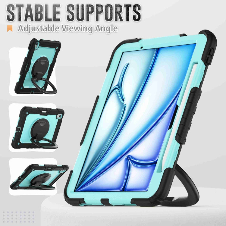 For iPad Air 11 2026 / 2025 / 2024 Handle Silicone Hydric PC Tablet Case with Shoulder Strap
