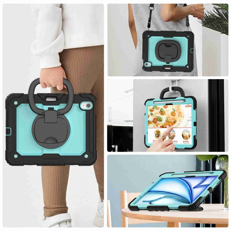 For iPad Air 11 2026 / 2025 / 2024 Handle Silicone Hydric PC Tablet Case with Shoulder Strap
