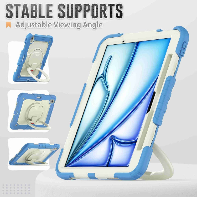 For iPad Air 11 2026 / 2025 / 2024 Handle Silicone Hydric PC Tablet Case with Shoulder Strap