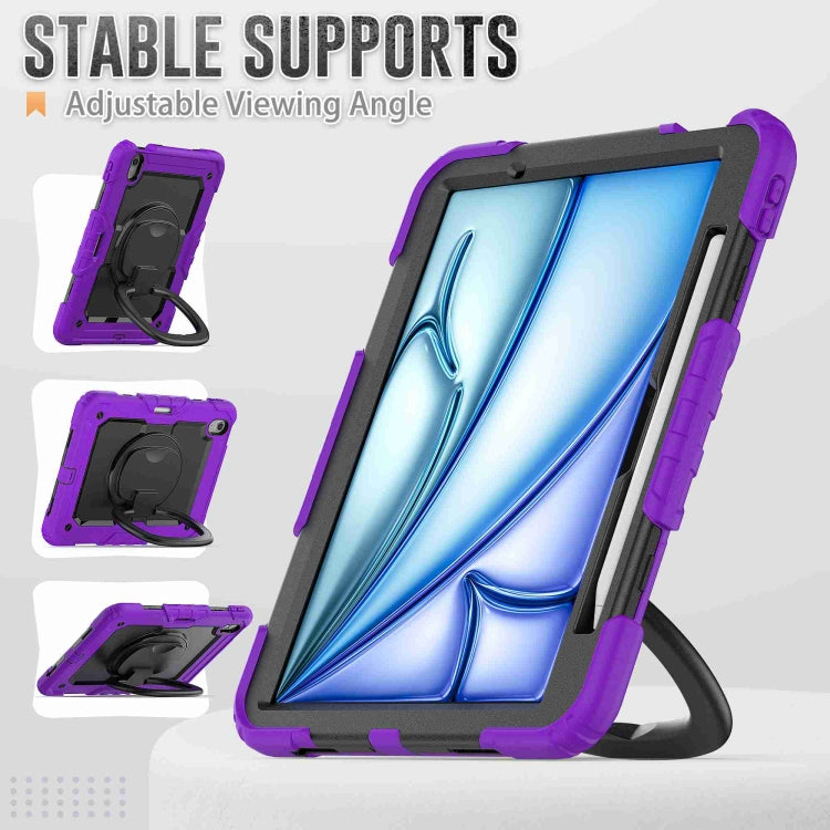 For iPad Air 11 2026 / 2025 / 2024 Handle Silicone Hydric PC Tablet Case with Shoulder Strap