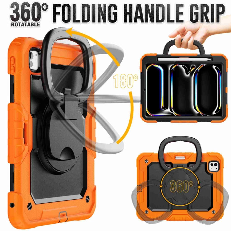For iPad Pro 11 2025 / 2024 Handle Silicone Hydric PC Tablet Case with Shoulder Strap
