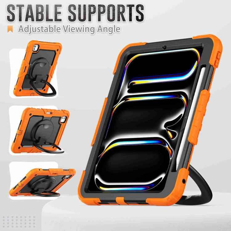 For iPad Pro 11 2025 / 2024 Handle Silicone Hydric PC Tablet Case with Shoulder Strap
