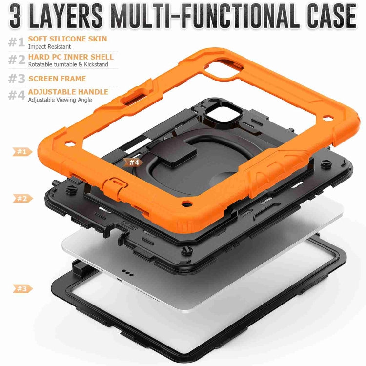 For iPad Pro 11 2025 / 2024 Handle Silicone Hydric PC Tablet Case with Shoulder Strap