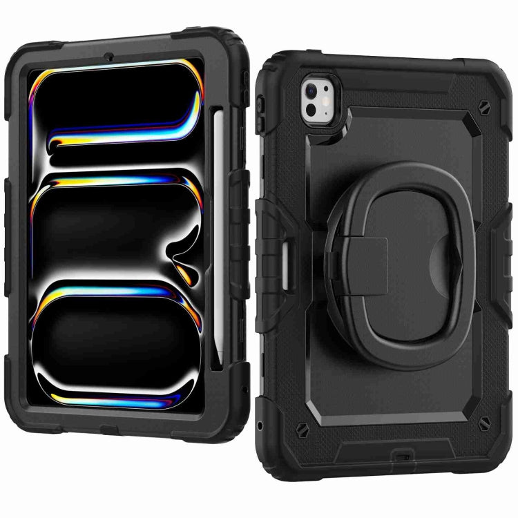 For iPad Pro 11 2025 / 2024 Handle Silicone Hydric PC Tablet Case with Shoulder Strap