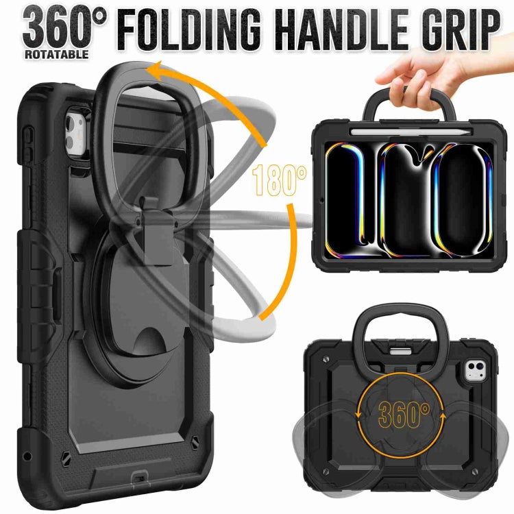 For iPad Pro 11 2025 / 2024 Handle Silicone Hydric PC Tablet Case with Shoulder Strap