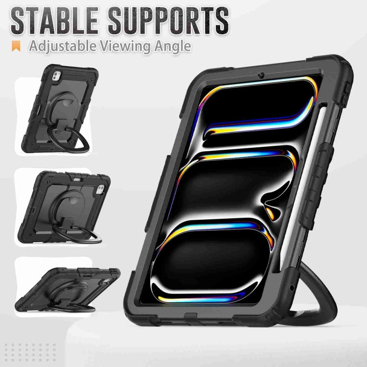 For iPad Pro 11 2025 / 2024 Handle Silicone Hydric PC Tablet Case with Shoulder Strap