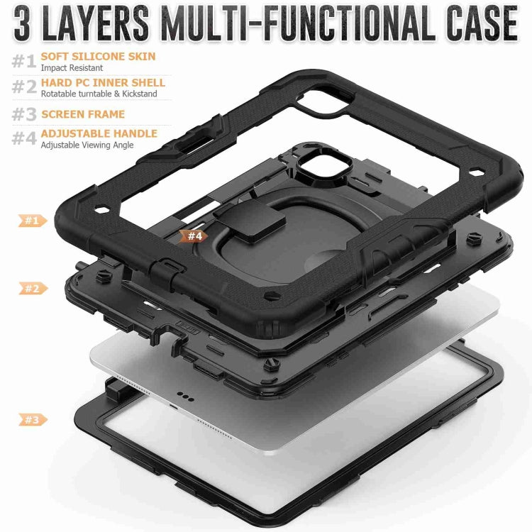 For iPad Pro 11 2025 / 2024 Handle Silicone Hydric PC Tablet Case with Shoulder Strap