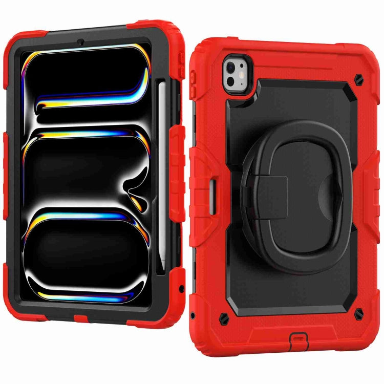 For iPad Pro 11 2025 / 2024 Handle Silicone Hydric PC Tablet Case with Shoulder Strap