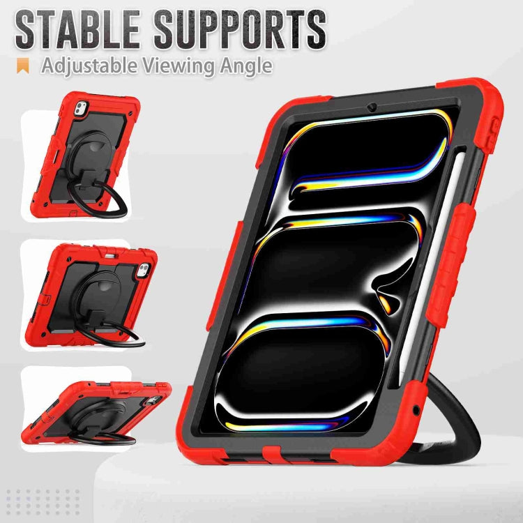 For iPad Pro 11 2025 / 2024 Handle Silicone Hydric PC Tablet Case with Shoulder Strap
