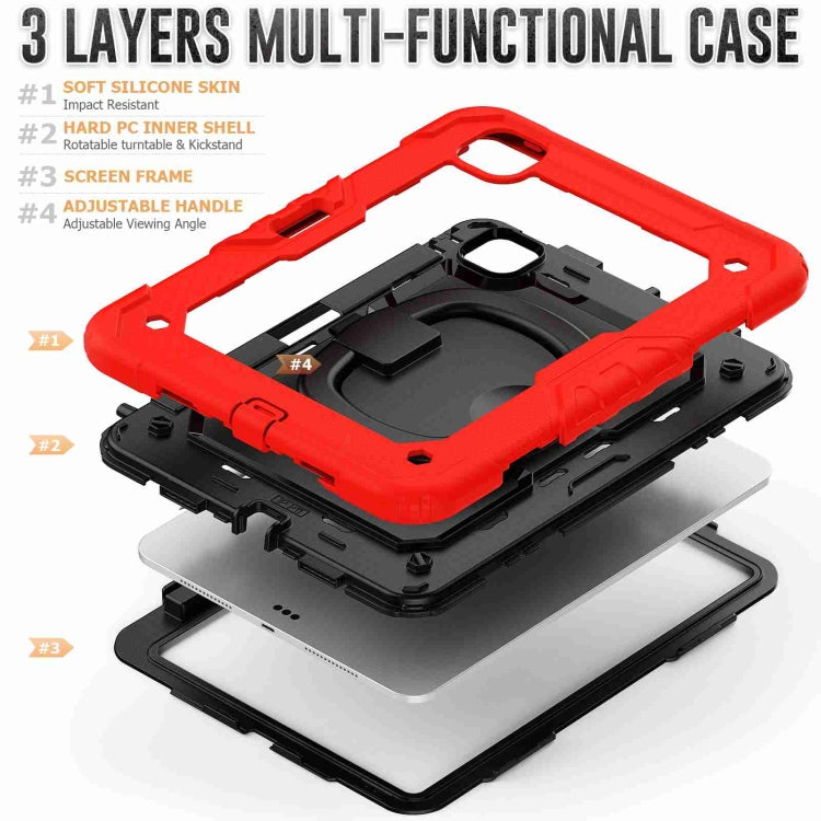 For iPad Pro 11 2025 / 2024 Handle Silicone Hydric PC Tablet Case with Shoulder Strap