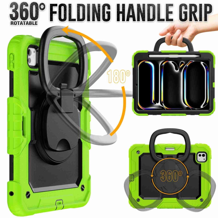 For iPad Pro 11 2025 / 2024 Handle Silicone Hydric PC Tablet Case with Shoulder Strap