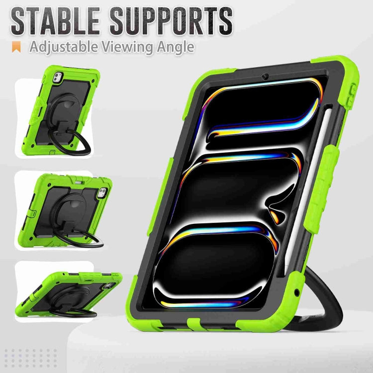 For iPad Pro 11 2025 / 2024 Handle Silicone Hydric PC Tablet Case with Shoulder Strap