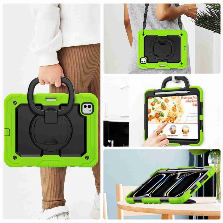 For iPad Pro 11 2025 / 2024 Handle Silicone Hydric PC Tablet Case with Shoulder Strap