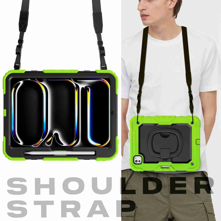 For iPad Pro 11 2025 / 2024 Handle Silicone Hydric PC Tablet Case with Shoulder Strap