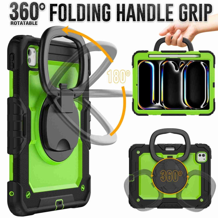 For iPad Pro 11 2025 / 2024 Handle Silicone Hydric PC Tablet Case with Shoulder Strap