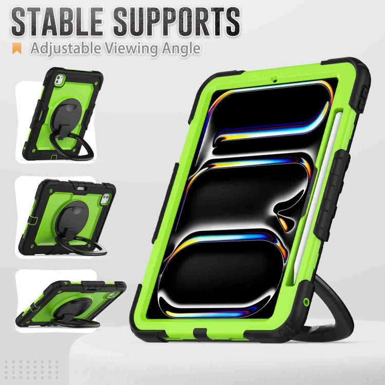 For iPad Pro 11 2025 / 2024 Handle Silicone Hydric PC Tablet Case with Shoulder Strap