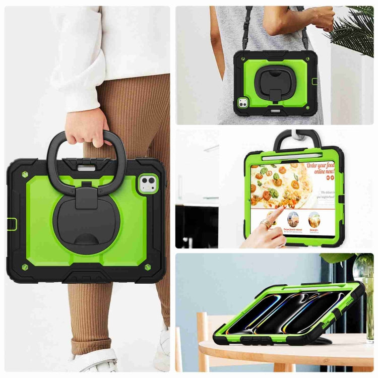 For iPad Pro 11 2025 / 2024 Handle Silicone Hydric PC Tablet Case with Shoulder Strap