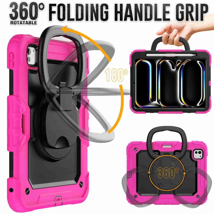 For iPad Pro 11 2025 / 2024 Handle Silicone Hydric PC Tablet Case with Shoulder Strap