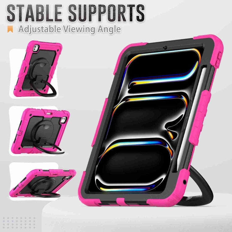 For iPad Pro 11 2025 / 2024 Handle Silicone Hydric PC Tablet Case with Shoulder Strap