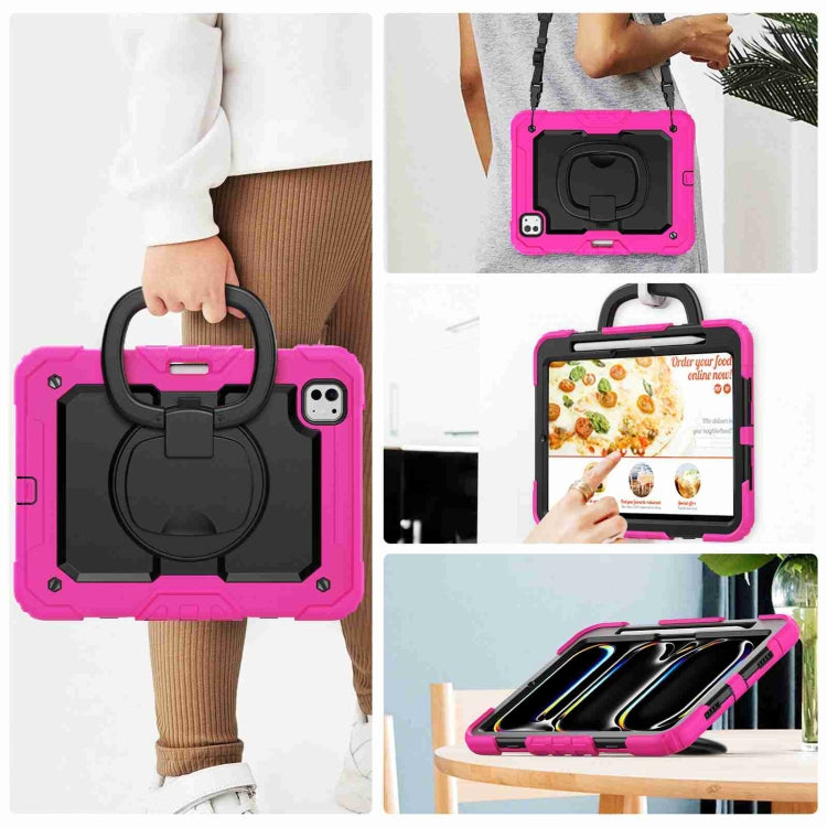 For iPad Pro 11 2025 / 2024 Handle Silicone Hydric PC Tablet Case with Shoulder Strap
