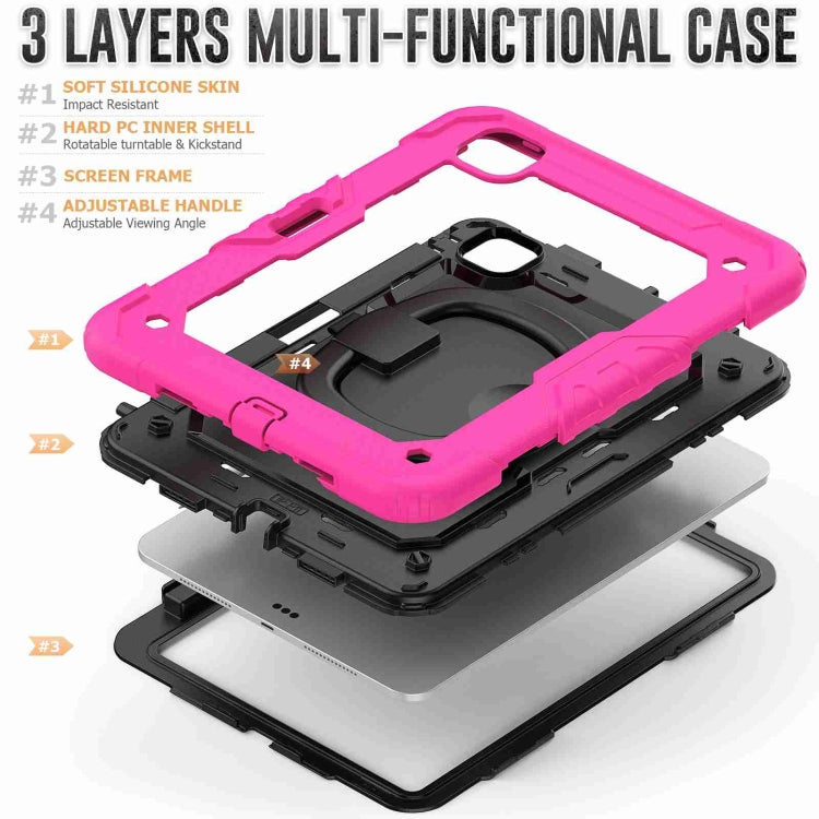 For iPad Pro 11 2025 / 2024 Handle Silicone Hydric PC Tablet Case with Shoulder Strap