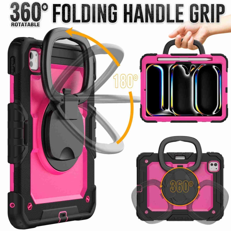 For iPad Pro 11 2025 / 2024 Handle Silicone Hydric PC Tablet Case with Shoulder Strap