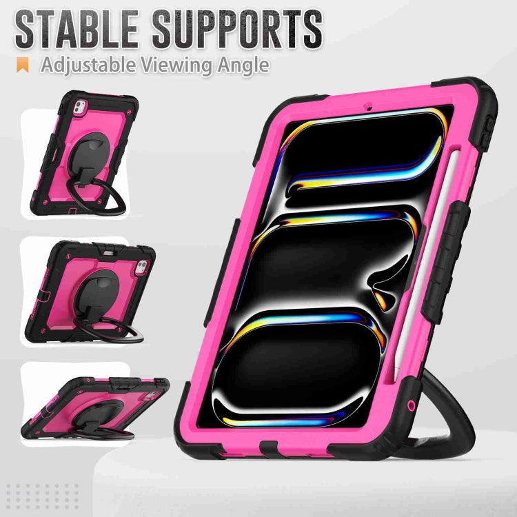 For iPad Pro 11 2025 / 2024 Handle Silicone Hydric PC Tablet Case with Shoulder Strap